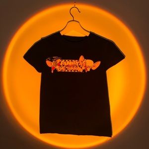 Black with printed Pinky and the brain logo baby t